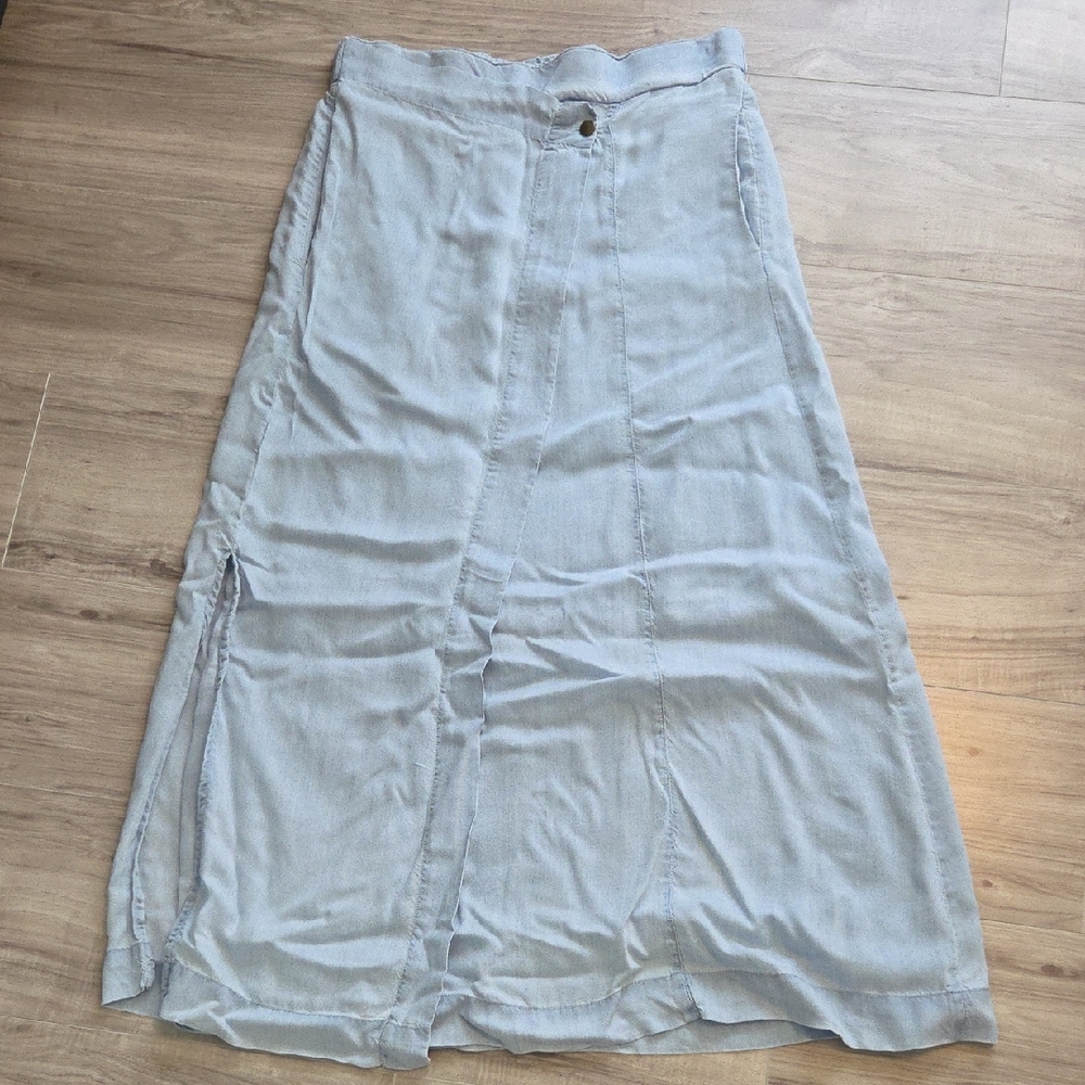 Asymmetrical Denim Maxi Skirt